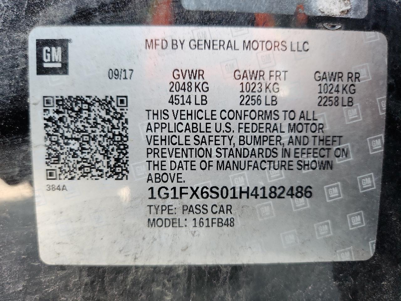 2017 Chevrolet Bolt Ev Premier VIN: 1G1FX6S01H4182486 Lot: 71160635