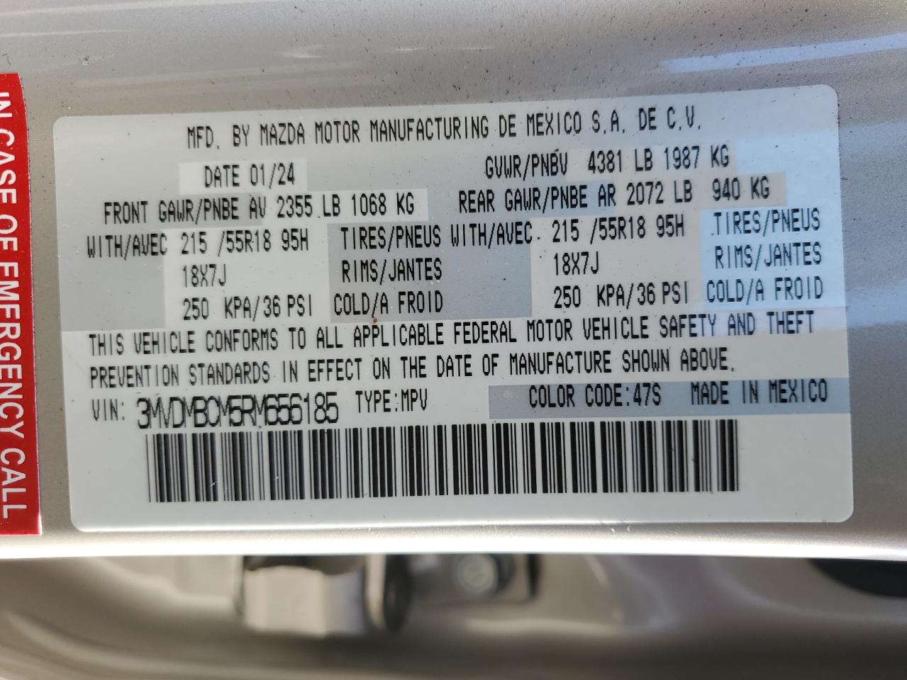 2024 Mazda Cx-30 Preferred VIN: 3MVDMBCM5RM656185 Lot: 81396355