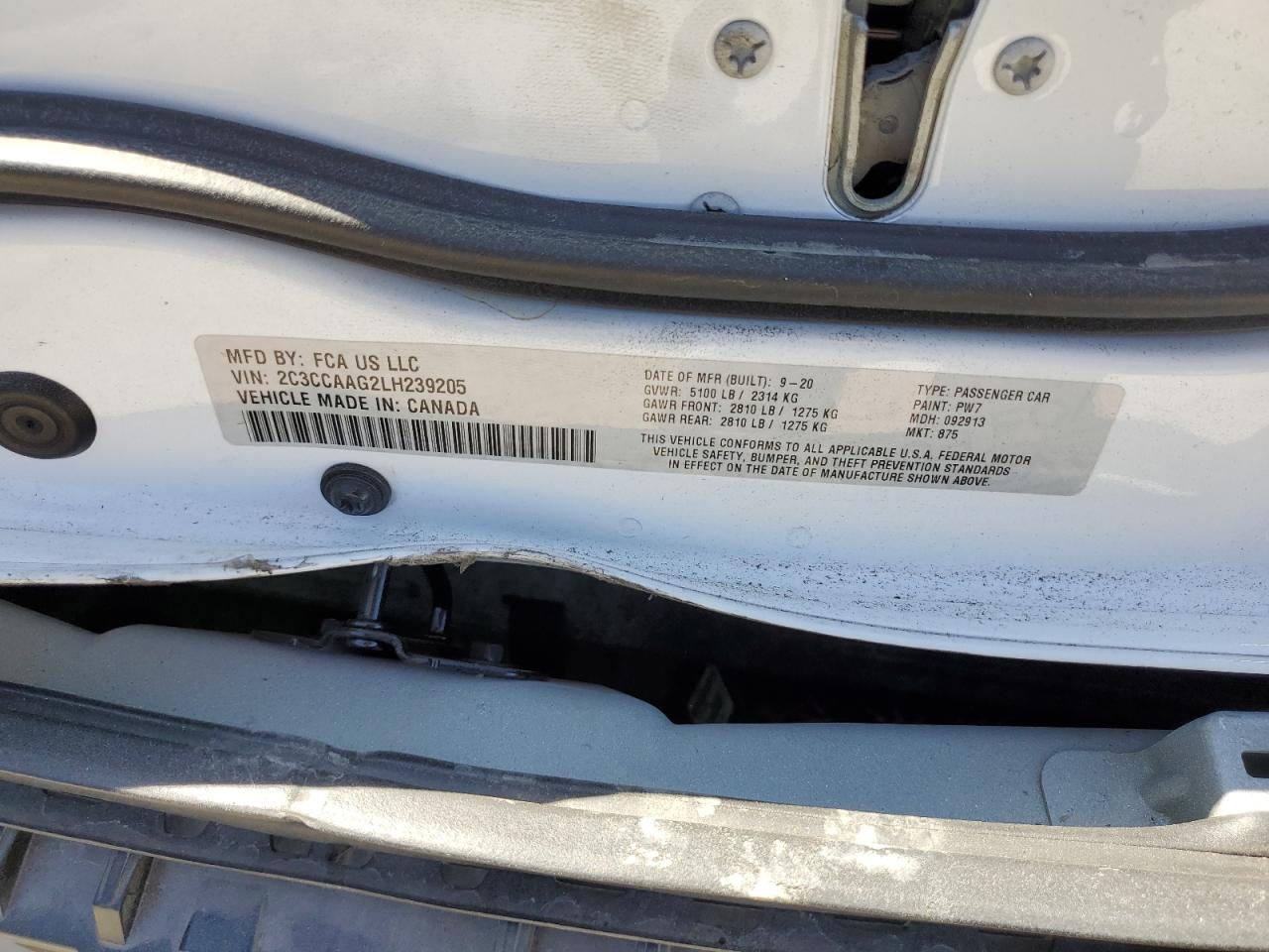 2020 Chrysler 300 Touring VIN: 2C3CCAAG2LH239205 Lot: 71868415