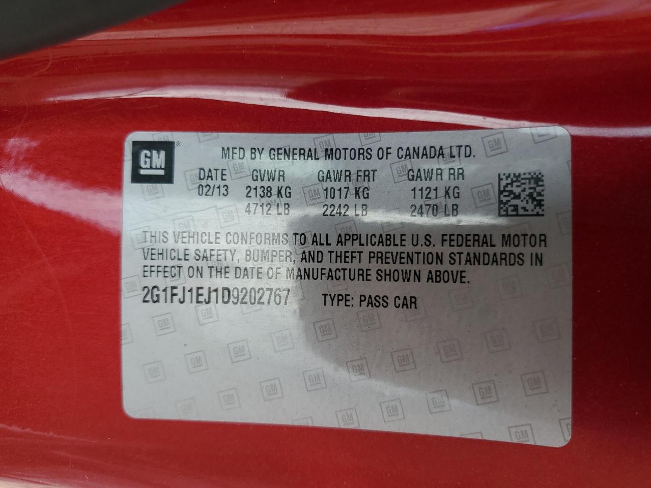 2013 Chevrolet Camaro Ss VIN: 2G1FJ1EJ1D9202767 Lot: 82171735