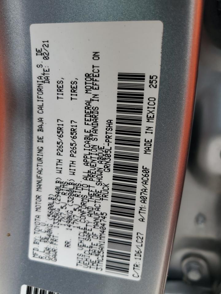 2021 Toyota Tacoma Double Cab VIN: 3TMCZ5AN1MM404745 Lot: 80957835