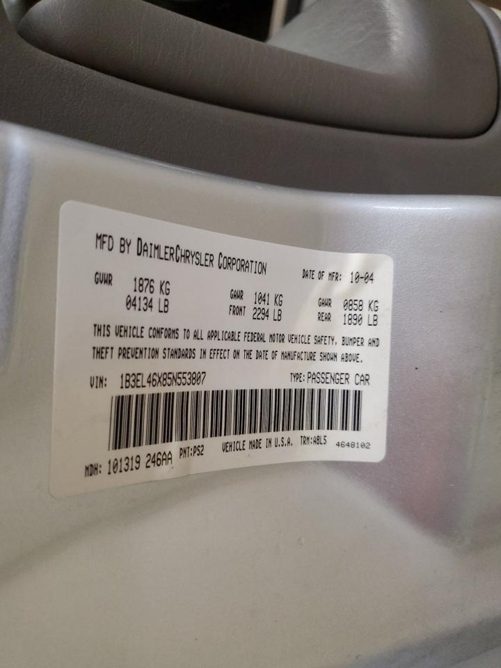 2005 Dodge Stratus Sxt VIN: 1B3EL46X85N553807 Lot: 71916095