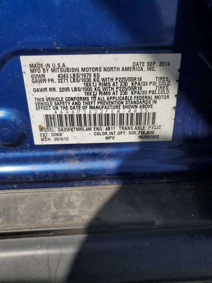 2015 Mitsubishi Outlander Sport Es VIN: 4A4AP3AU2FE010035 Lot: 80830645