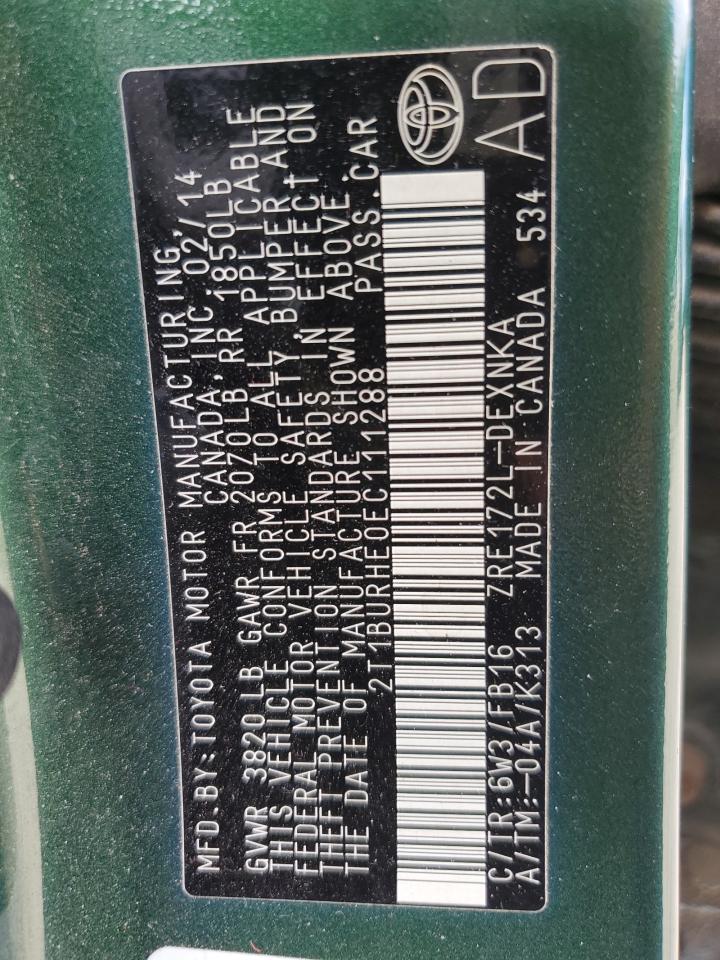 2014 Toyota Corolla L VIN: 2T1BURHE0EC111288 Lot: 84788515