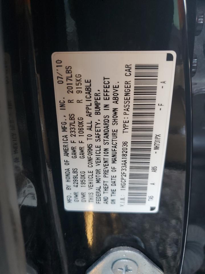 2010 Honda Accord Lx VIN: 1HGCP2F33AA182036 Lot: 71813175