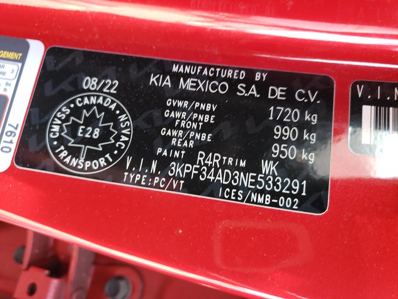 2022 Kia Forte Gt Line VIN: 3KPF34AD3NE533291 Lot: 71966985