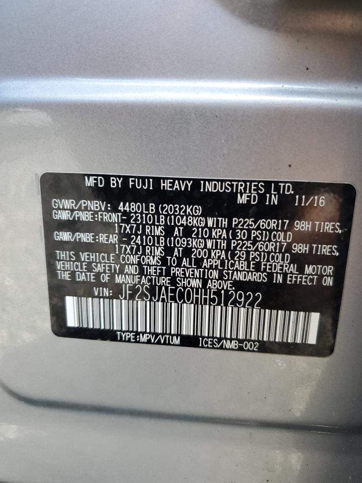 2017 Subaru Forester 2.5I Premium VIN: JF2SJAEC0HH512922 Lot: 81818425