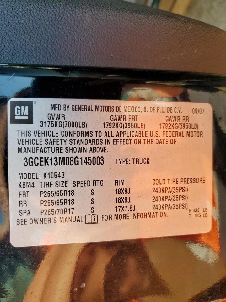 2008 Chevrolet Silverado K1500 VIN: 3GCEK13M08G145003 Lot: 80909335
