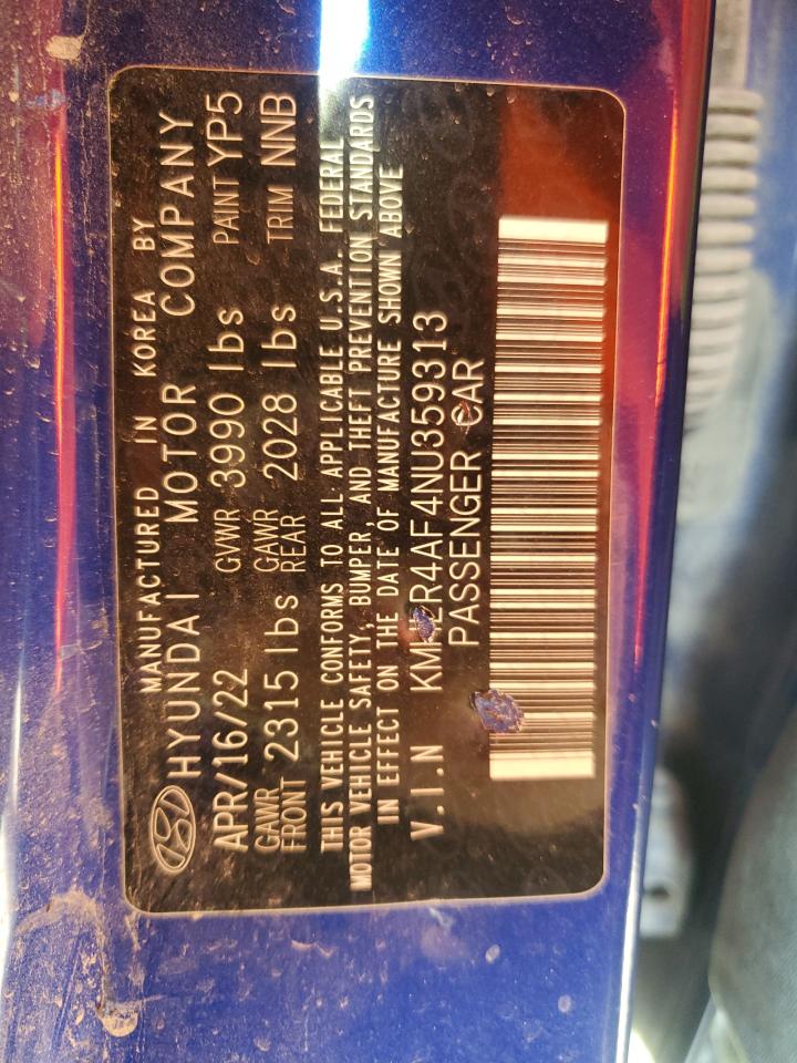 2022 Hyundai Elantra N Line VIN: KMHLR4AF4NU359313 Lot: 80290675