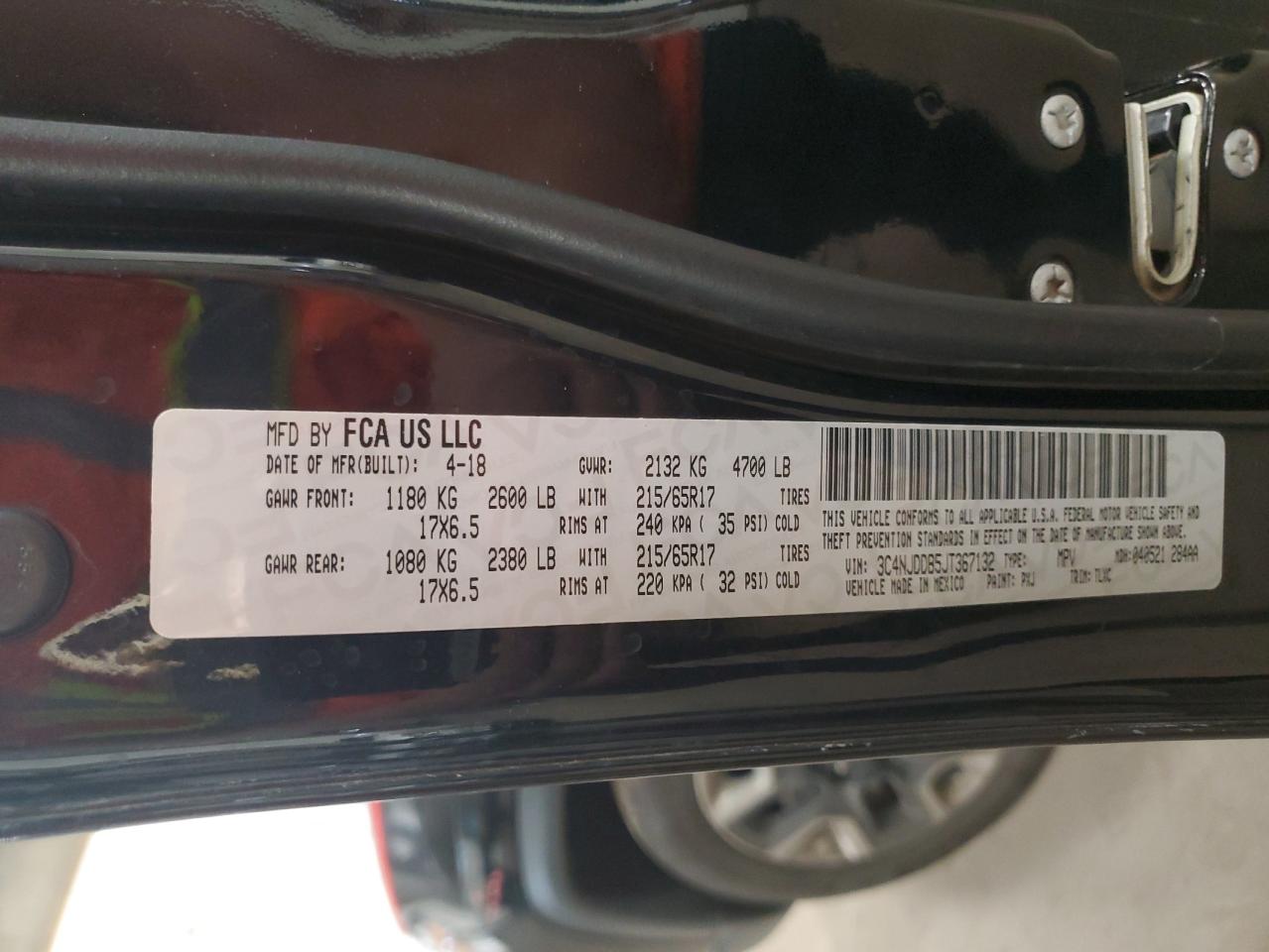 2018 Jeep Compass Trailhawk VIN: 3C4NJDDB5JT367132 Lot: 84567535