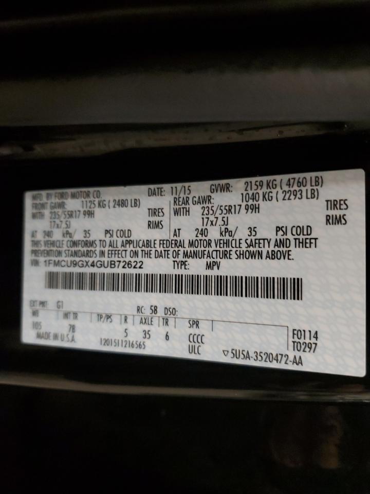 2016 Ford Escape Se VIN: 1FMCU9GX4GUB72622 Lot: 81120055