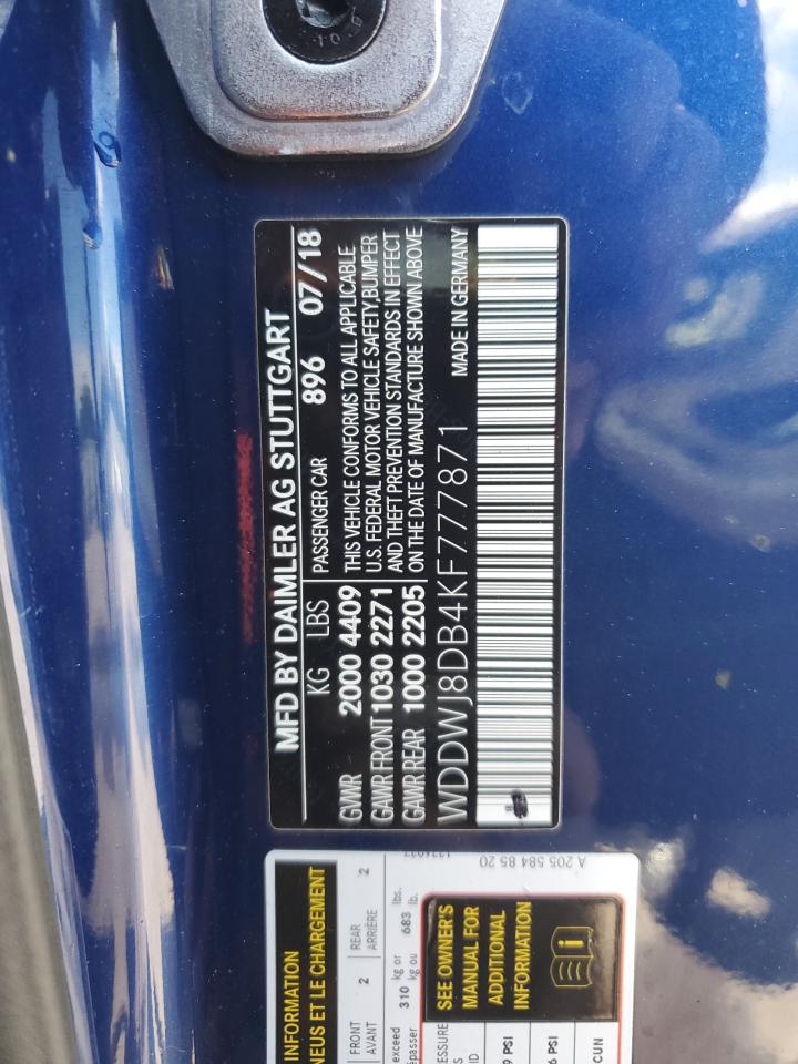 2019 Mercedes-Benz C 300 VIN: WDDWJ8DB4KF777871 Lot: 80285345