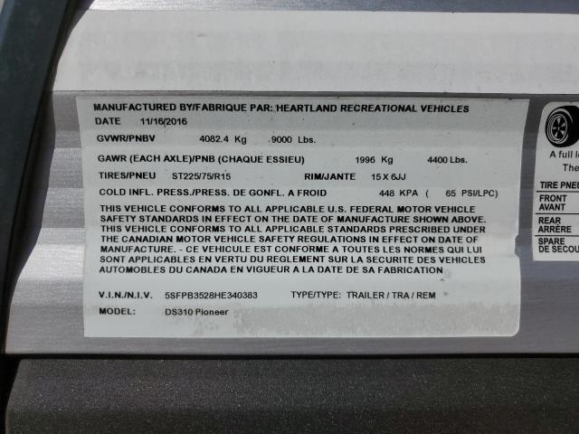 2017 HEARTLAND PIONEER 310DS