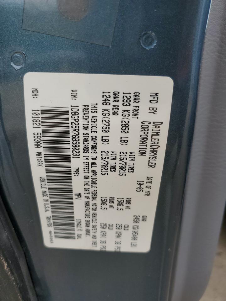 2006 Dodge Caravan Se VIN: 1D8GP25R76B580231 Lot: 81376835