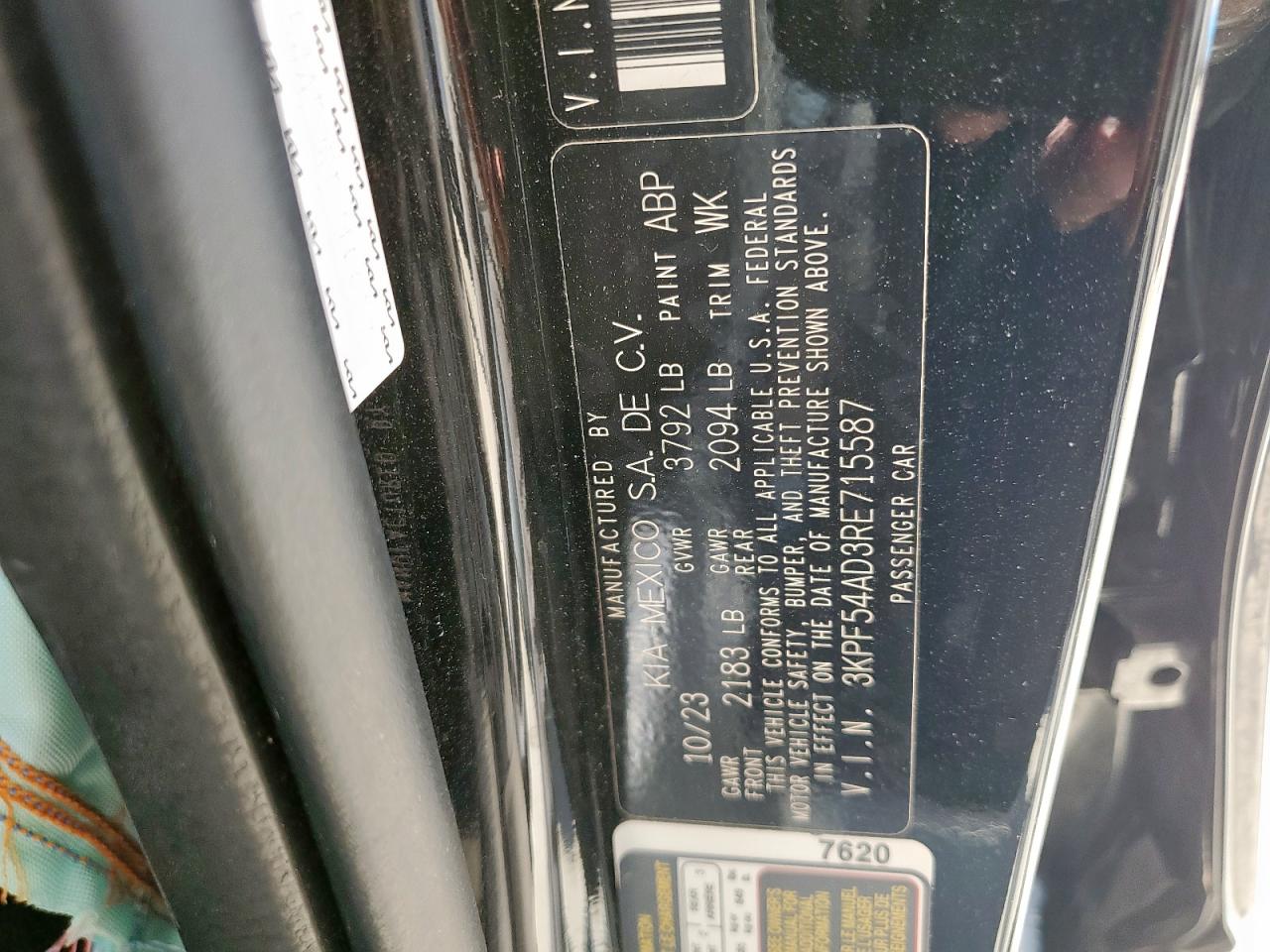 2024 Kia Forte Gt Line VIN: 3KPF54AD3RE715587 Lot: 72082165