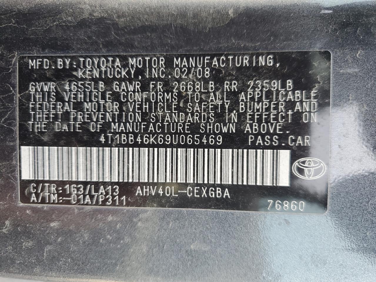 2009 Toyota Camry Hybrid VIN: 4T1BB46K69U065469 Lot: 84893495