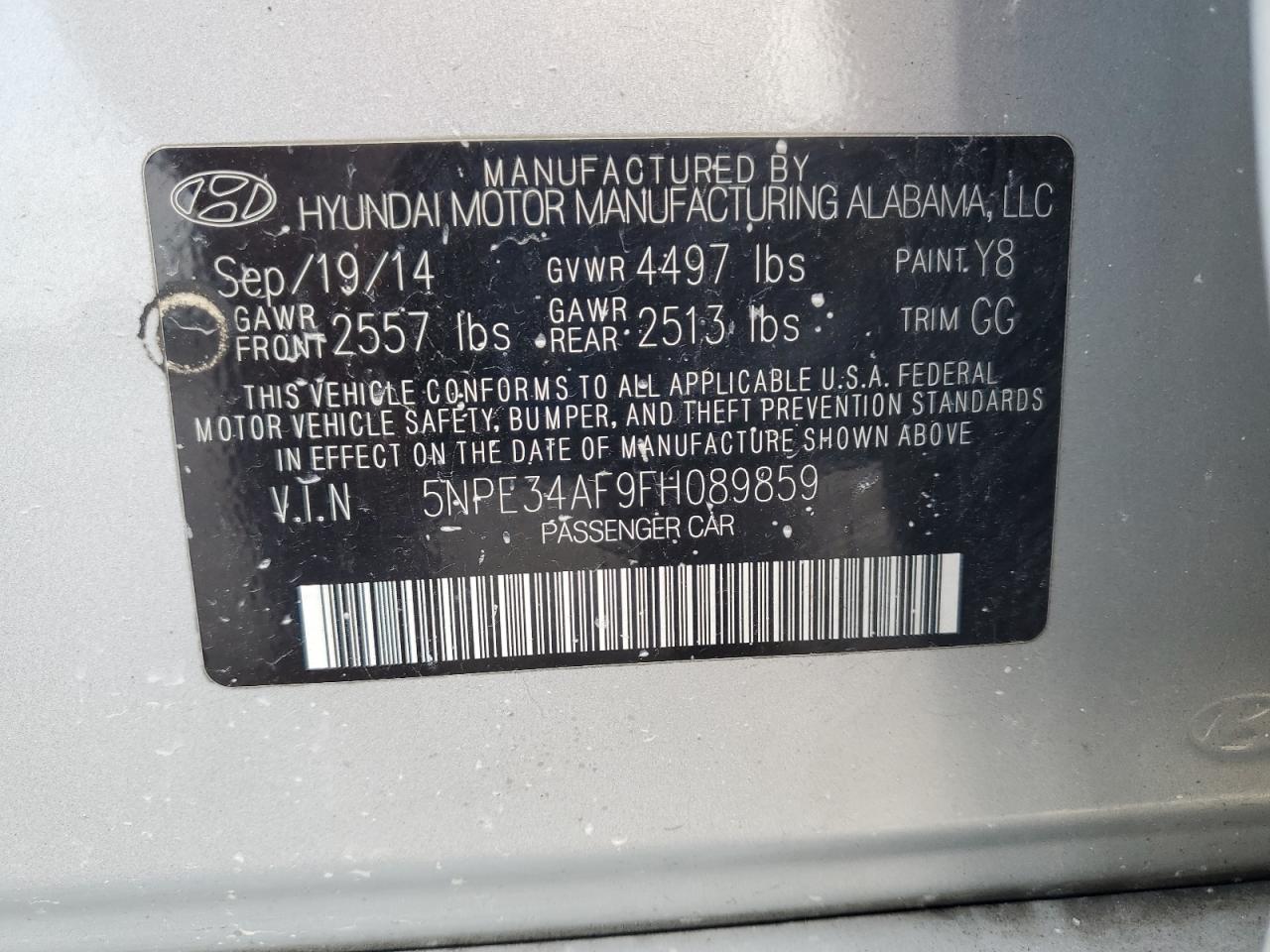 2015 Hyundai Sonata Sport VIN: 5NPE34AF9FH089859 Lot: 71180775