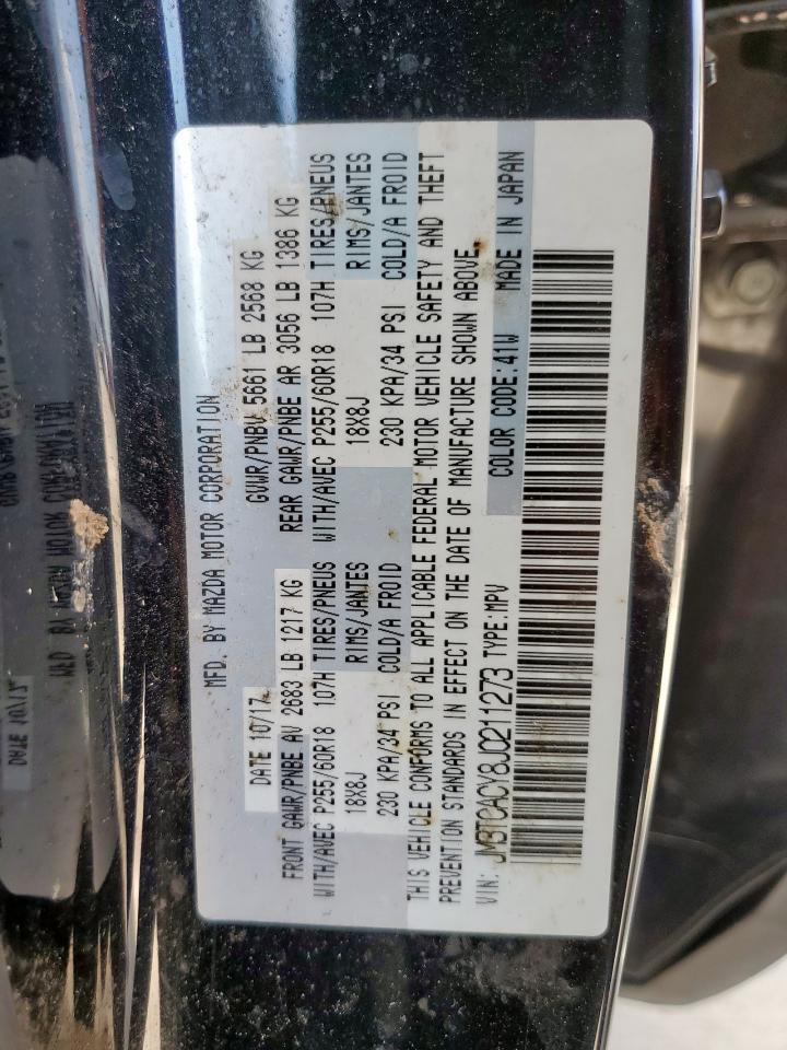 2018 Mazda Cx-9 Touring VIN: JM3TCACY8J0211273 Lot: 84427155