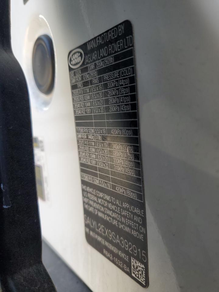 2025 Land Rover Range Rover Velar Dynamic Se VIN: SALYL2EX9SA392915 Lot: 83983985