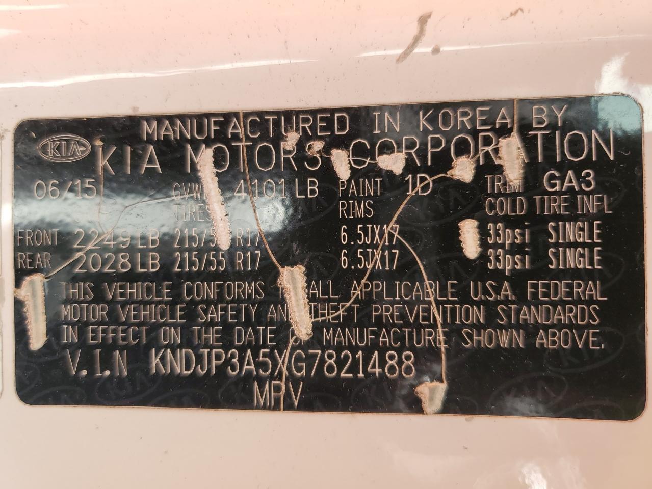 2016 Kia Soul + VIN: KNDJP3A5XG7821488 Lot: 83827935