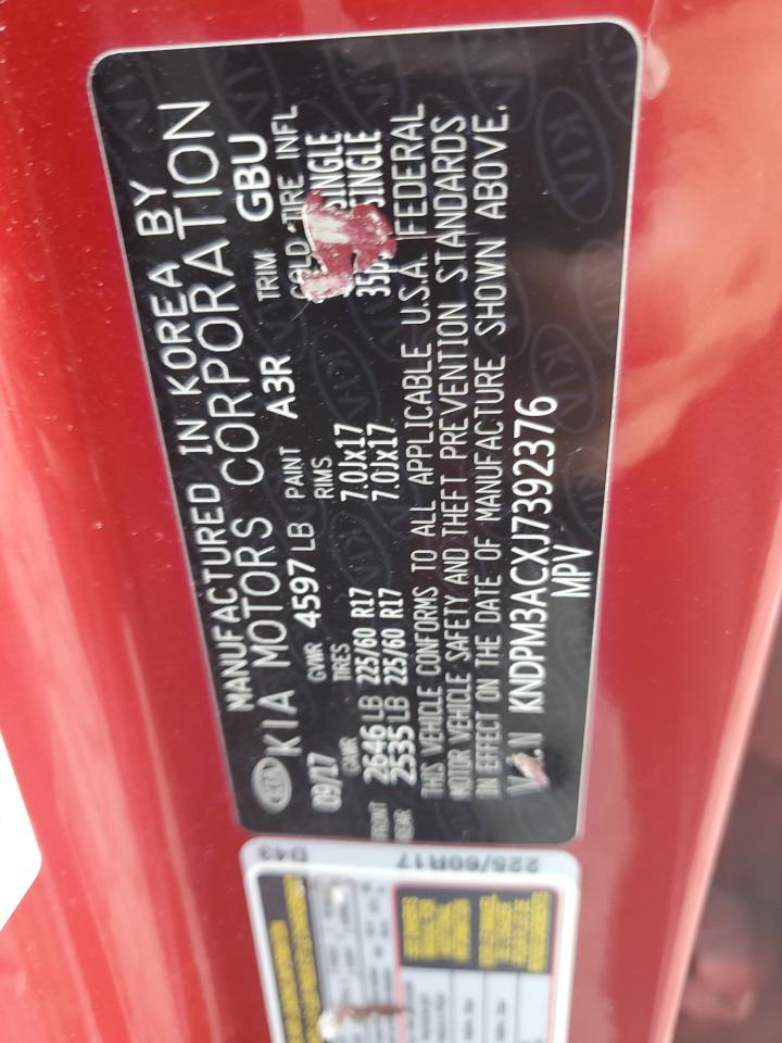 2018 Kia Sportage Lx VIN: KNDPM3ACXJ7392376 Lot: 84619105