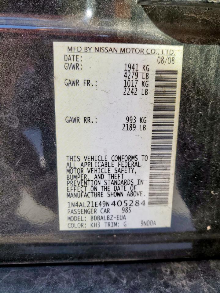 2009 Nissan Altima 2.5 VIN: 1N4AL21E49N405284 Lot: 82143125