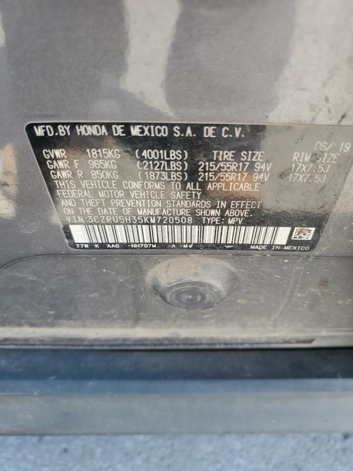 2019 Honda Hr-V Lx VIN: 3CZRU5H35KM720508 Lot: 81372285