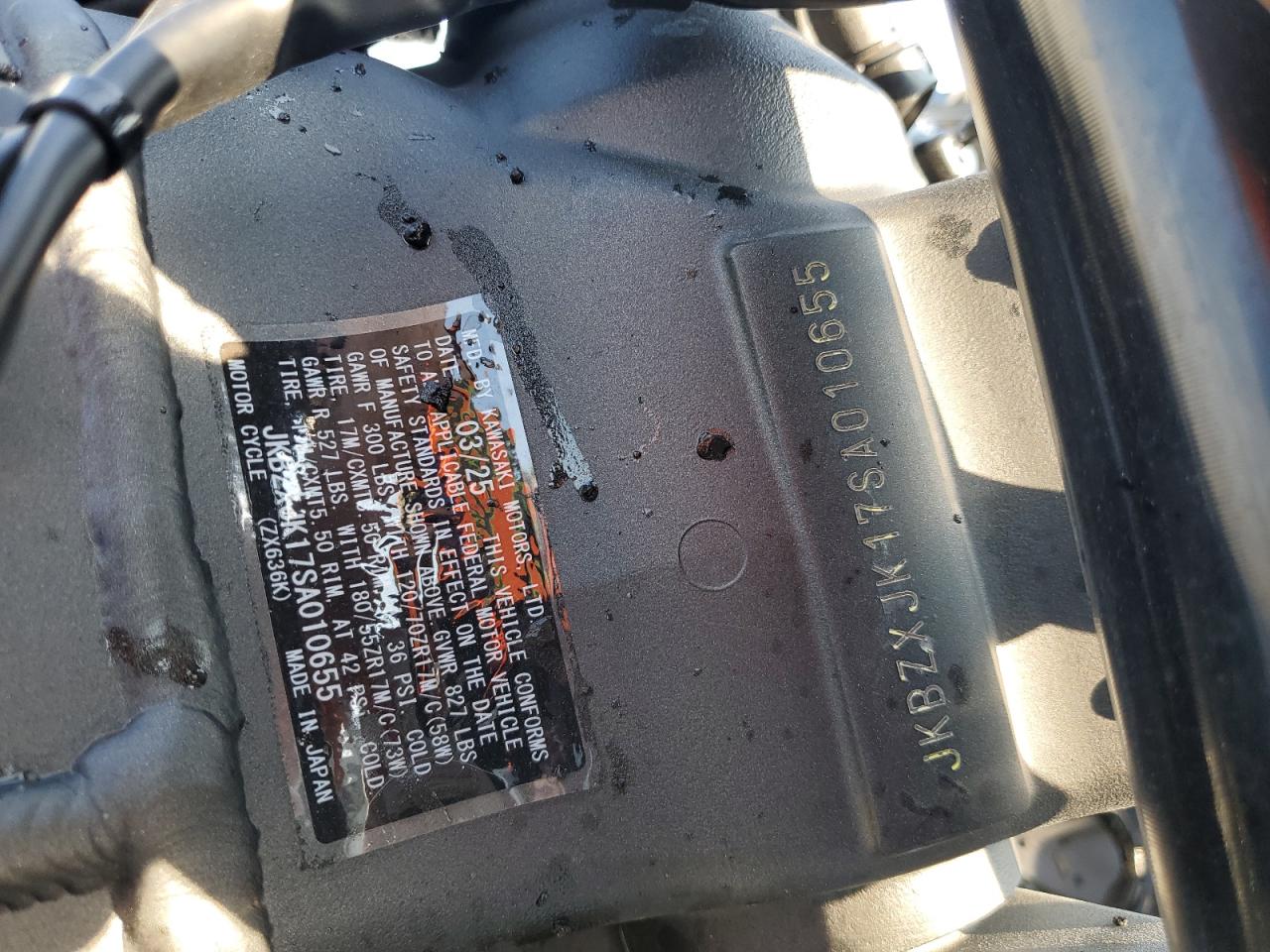 2025 Kawasaki Zx636 K VIN: JKBZXJK17SA010655 Lot: 80261115