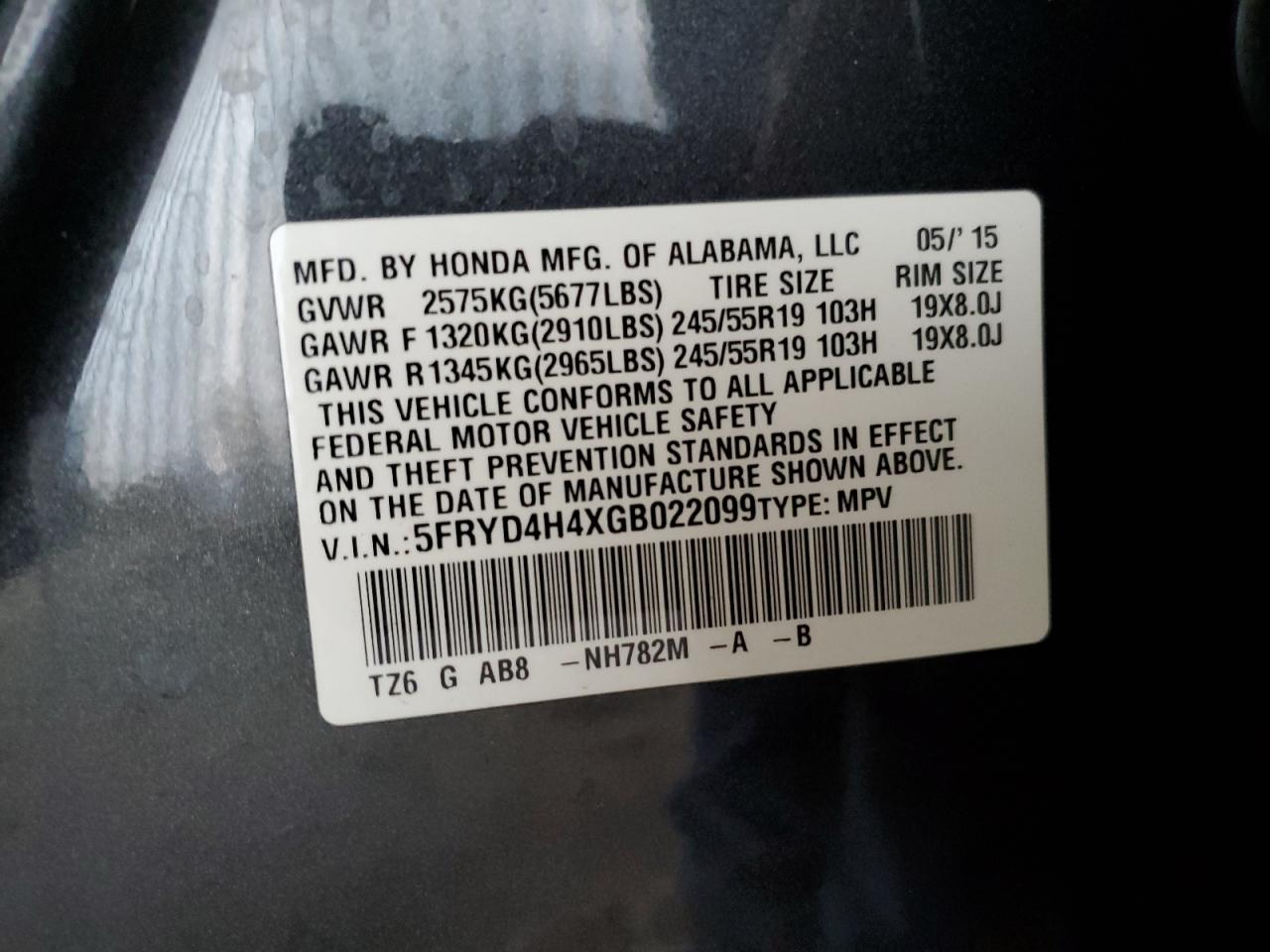 2016 Acura Mdx Technology VIN: 5FRYD4H4XGB022099 Lot: 80661815