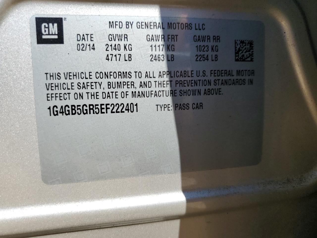 2014 Buick Lacrosse VIN: 1G4GB5GR5EF222401 Lot: 80199125