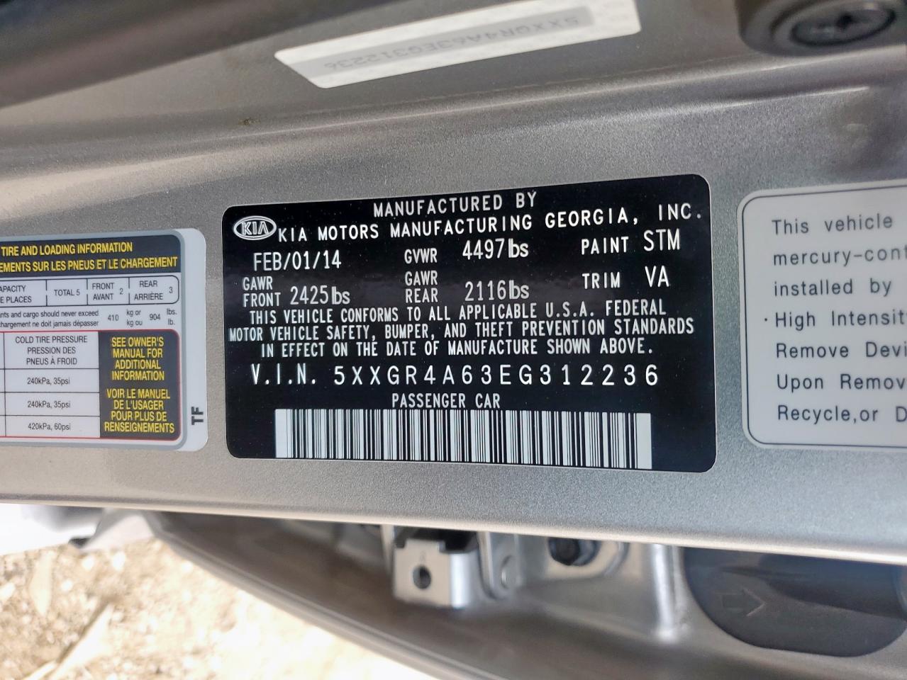 2014 Kia Optima Sx VIN: 5XXGR4A63EG312236 Lot: 81504665