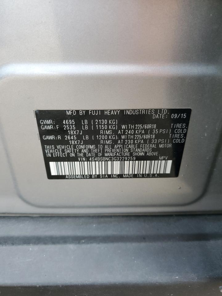 2016 Subaru Outback 2.5I Limited VIN: 4S4BSBNC3G3229259 Lot: 71704185