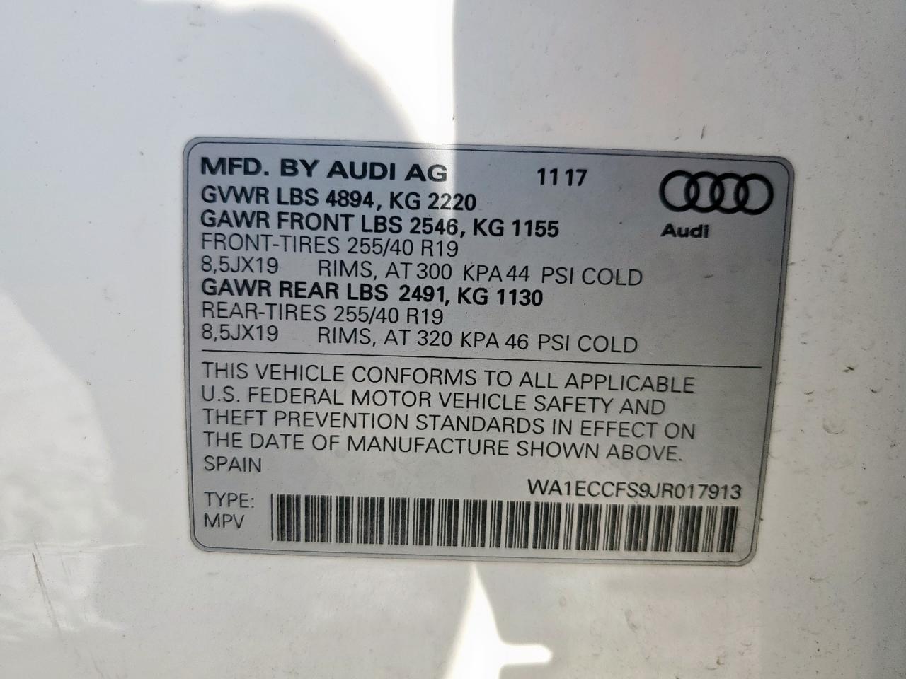 2018 Audi Q3 Premium VIN: WA1ECCFS9JR017913 Lot: 80957315