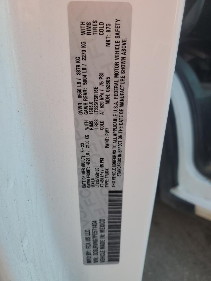 2023 Ram Promaster 1500 1500 Standard VIN: 3C6LRVNG7PE571404 Lot: 81252845