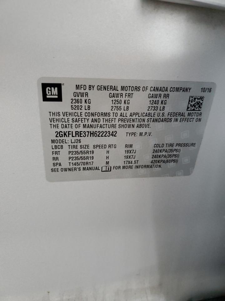 2017 GMC Terrain Denali VIN: 2GKFLRE37H6222342 Lot: 84039155