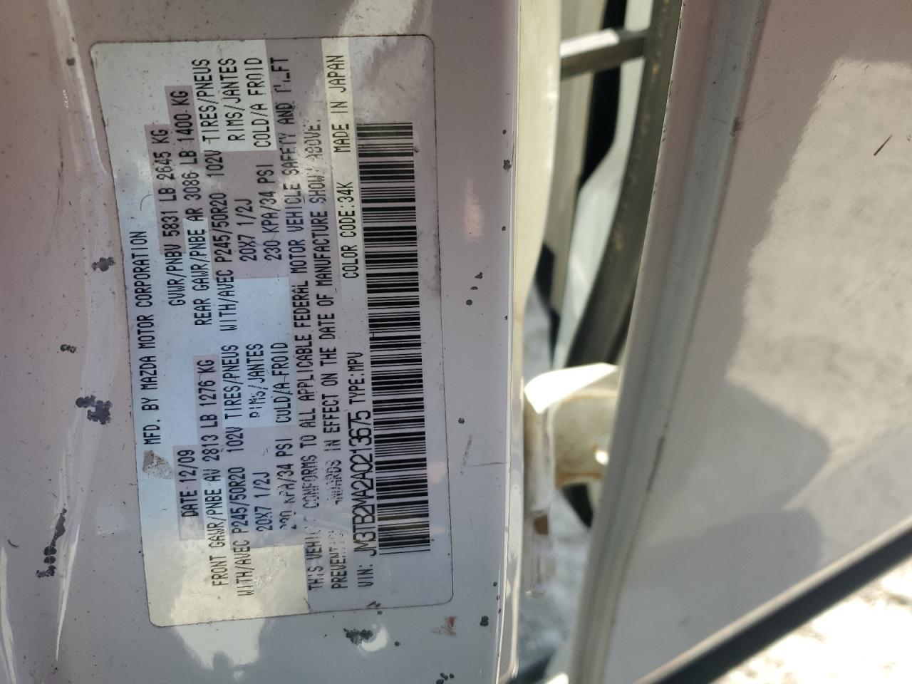 2010 Mazda Cx-9 VIN: JM3TB2MA2A0213675 Lot: 80631765