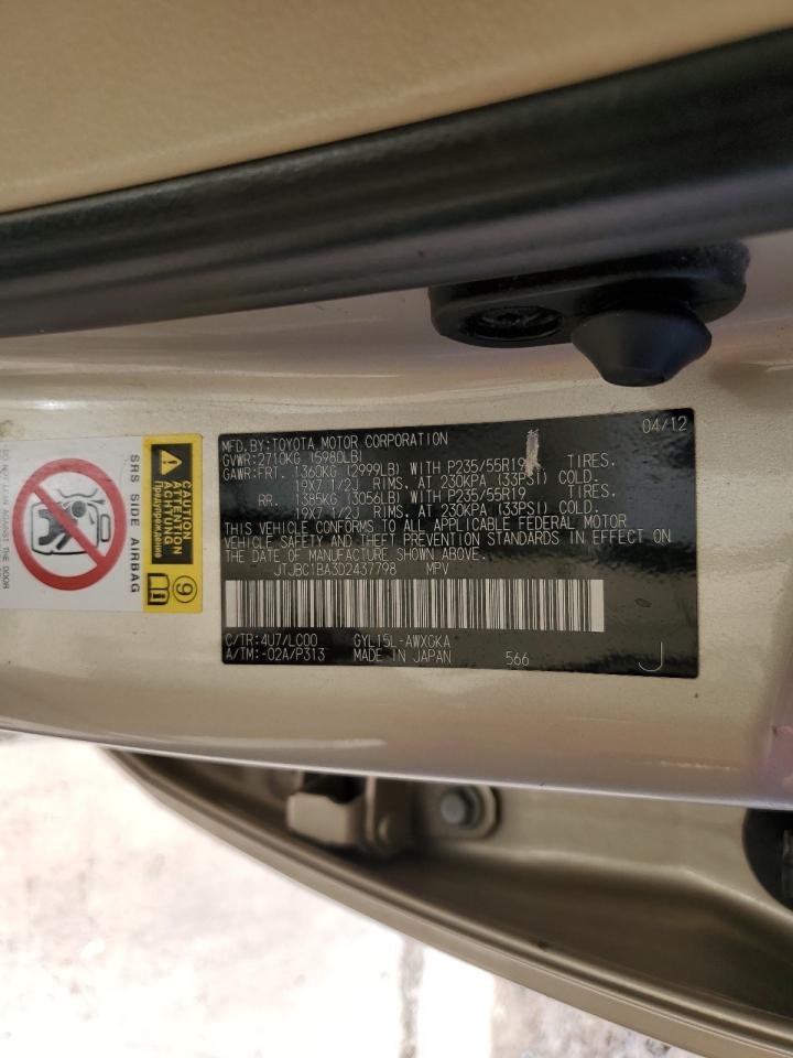 2013 Lexus Rx 450H VIN: JTJBC1BA3D2437798 Lot: 81772445