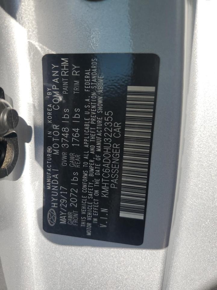 2017 Hyundai Veloster VIN: KMHTC6AD0HU322355 Lot: 84377585