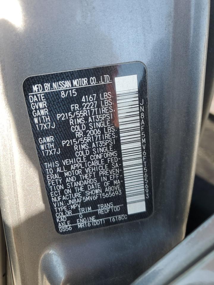 2015 Nissan Juke S VIN: JN8AF5MV6FT565693 Lot: 84597355