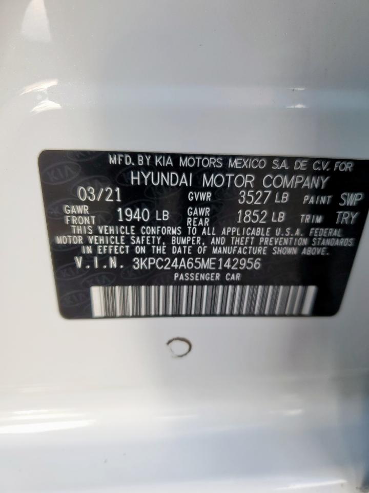 2021 Hyundai Accent Se VIN: 3KPC24A65ME142956 Lot: 84580675