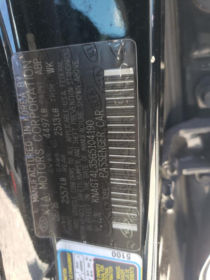 2016 Kia Optima Lx VIN: KNAGT4L35G5104190 Lot: 81108685