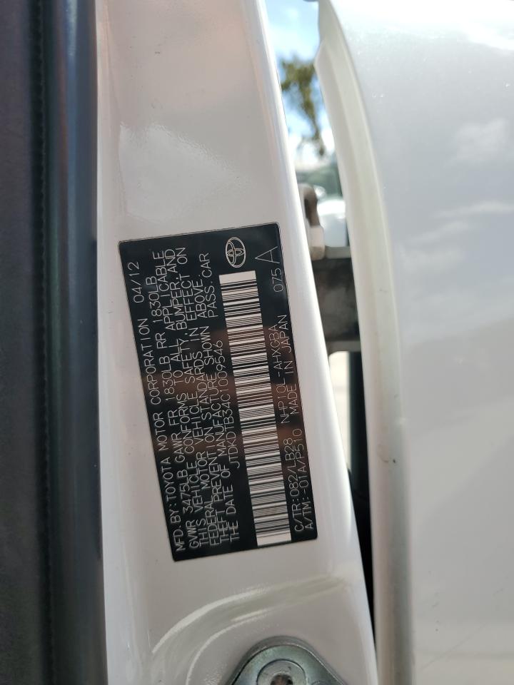 2012 Toyota Prius C VIN: JTDKDTB34C1009546 Lot: 72101875
