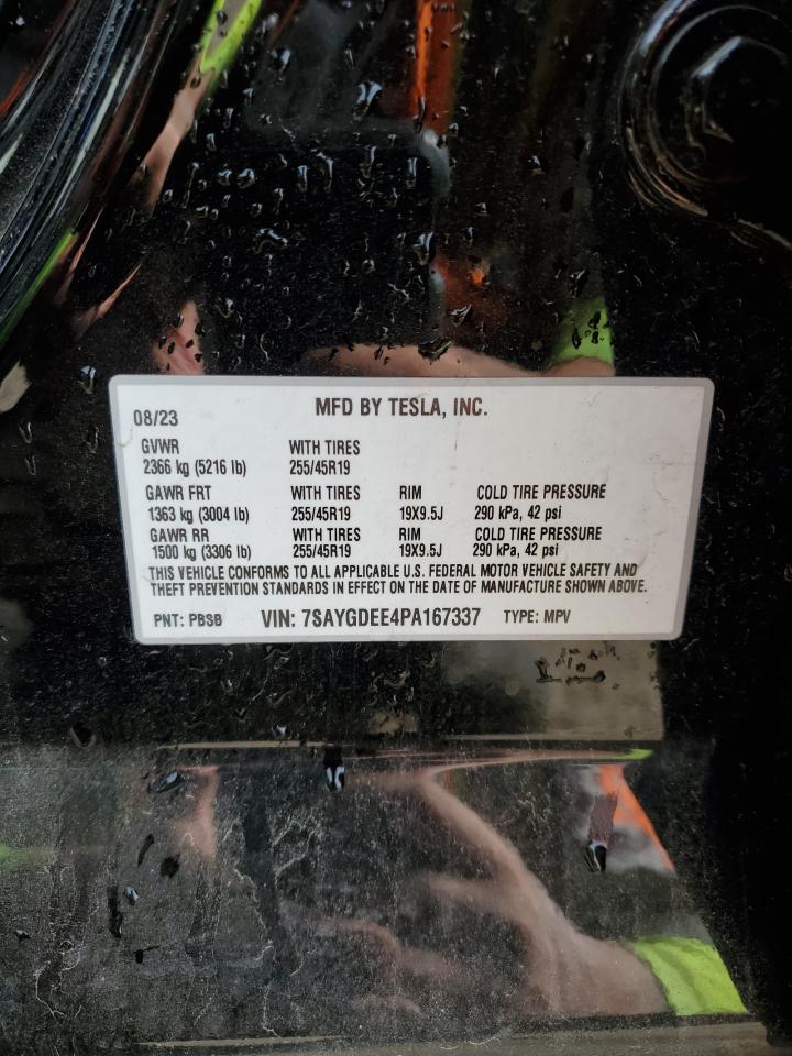 2023 Tesla Model Y VIN: 7SAYGDEE4PA167337 Lot: 71100565