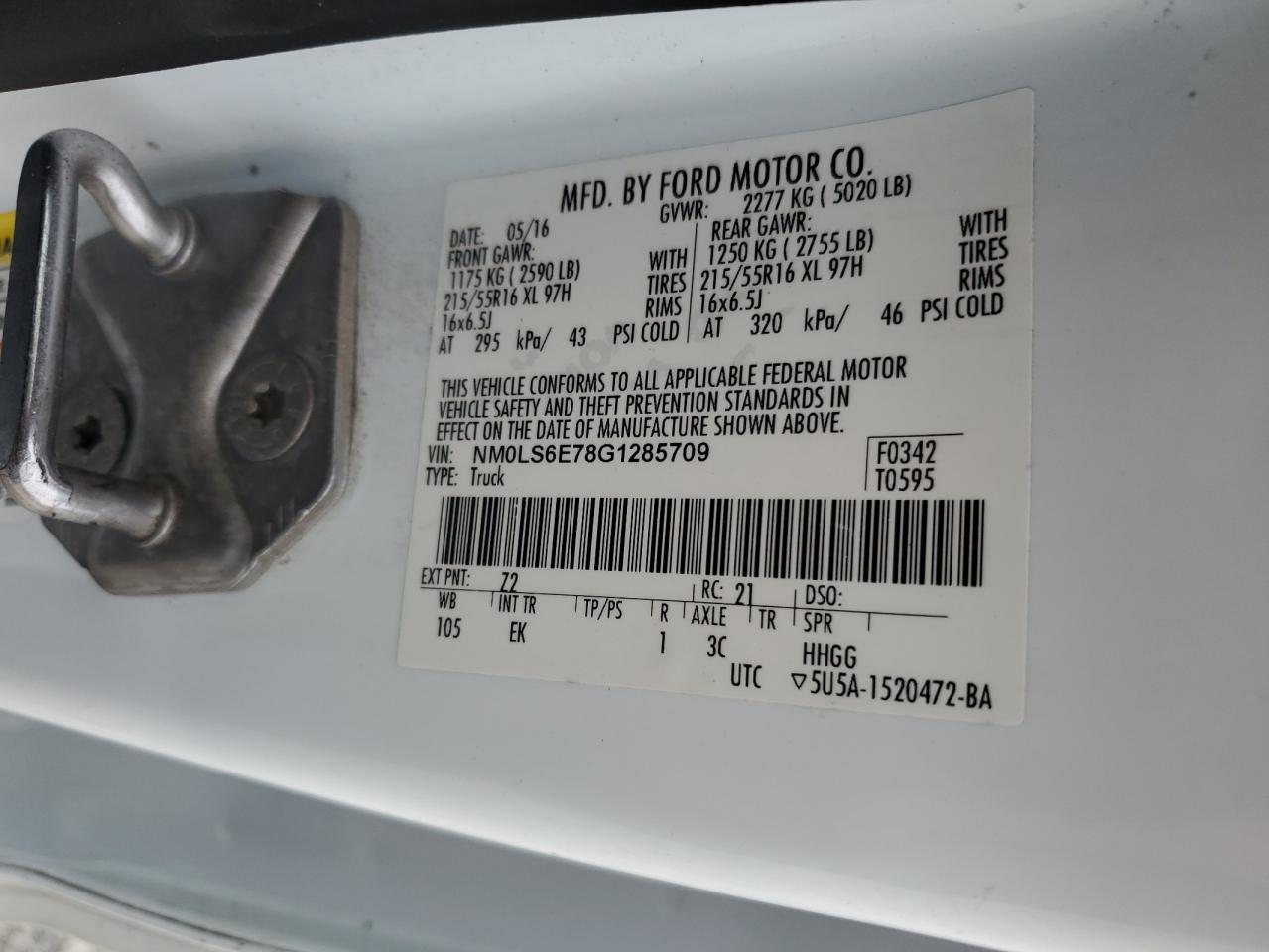 2016 Ford Transit Connect Xl VIN: NM0LS6E78G1285709 Lot: 84229405