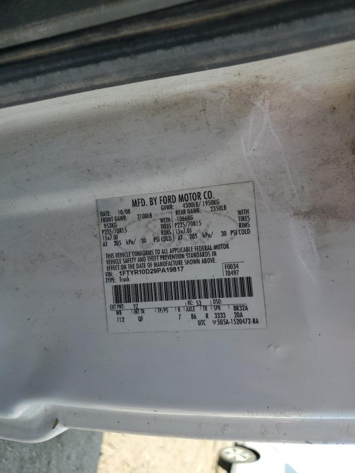 2009 Ford Ranger VIN: 1FTYR10D29PA19817 Lot: 80863615