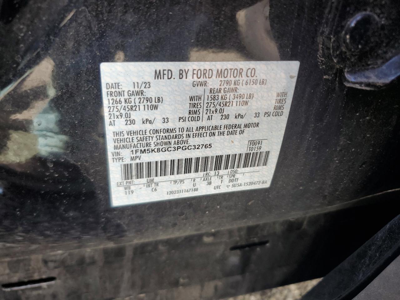 2023 Ford Explorer St VIN: 1FM5K8GC3PGC32765 Lot: 81189145