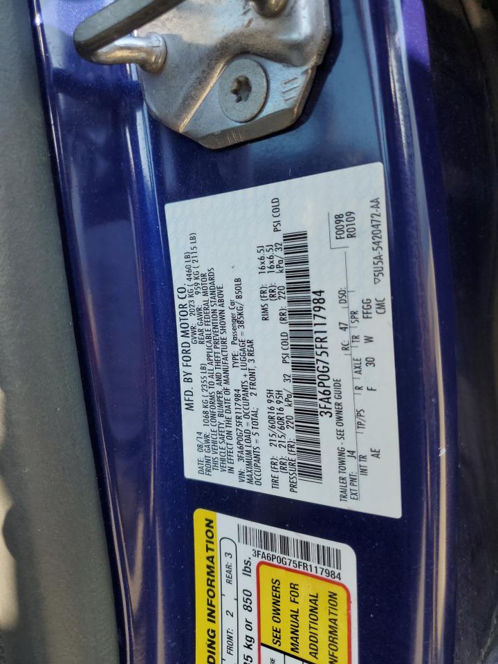 2015 Ford Fusion S VIN: 3FA6P0G75FR117984 Lot: 84388105