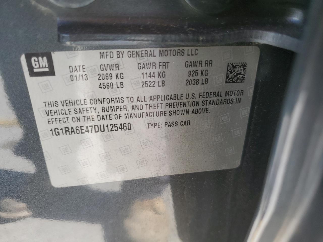 2013 Chevrolet Volt VIN: 1G1RA6E47DU125460 Lot: 84409965