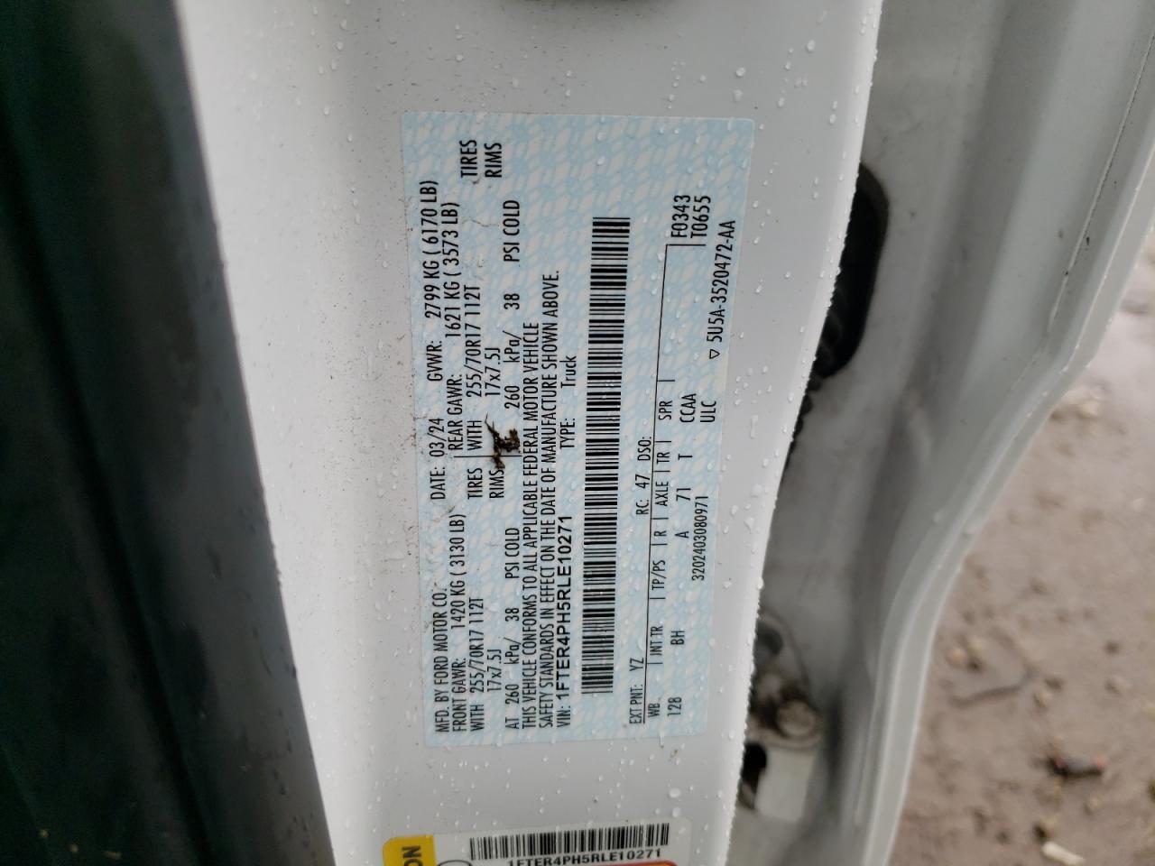 2024 Ford Ranger Xl VIN: 1FTER4PH5RLE10271 Lot: 80682935