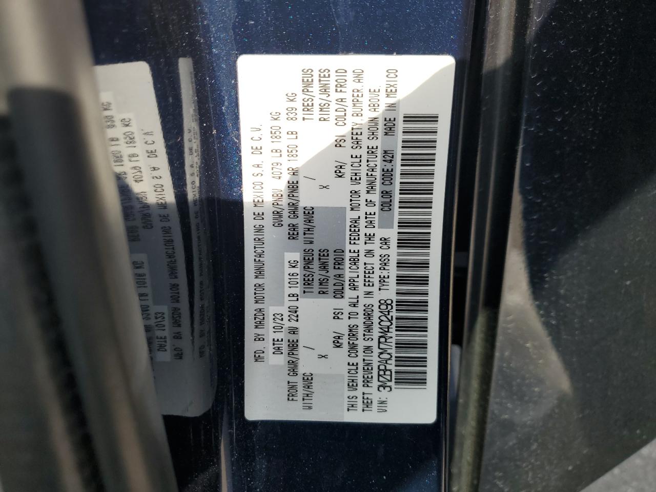 2024 Mazda 3 Preferred VIN: 3MZBPACM7RM402498 Lot: 80321445